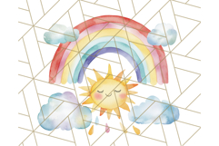 Watercolor Dinosaur and Rainbow PNG Clipart, Baby Nursery Product Image 2