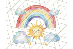 Watercolor Dinosaur and Rainbow PNG Clipart, Baby Nursery Product Image 2