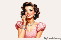 Vintage Retro Girls Clipart PNG Product Image 1