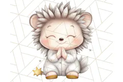 Praying Baby Animals in Pajamas Clipart, Sleepy Animal Png Product Image 2