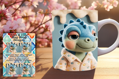 Creative 11oz Mug Wrap Png Template , Cute Dino Product Image 1