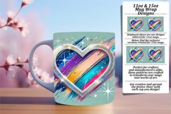 Vibrant 11oz Mug Wrap Png Template , Heart Product Image 1