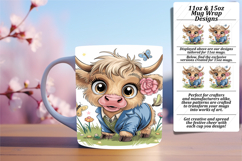Luxurious 11oz Mug Wrap Png Design , Cute Cow Product Image 1