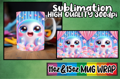 Vibrant afternoons 11oz 15oz sublimation wrap, 3D Cute Ghost Product Image 1