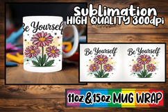 Whimsical evenings 11oz 15oz sublimation wrap, Flowers Quote Product Image 1