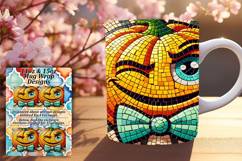 Trendy 15oz Mug Wrap Png Design , Cute Pumpkin Product Image 1