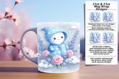 Lovely 15oz Mug Wrap Png Design , Cute Ghost Product Image 1