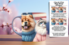 Delightful 15oz Mug Wrap Png Template , Dog and cat Product Image 1