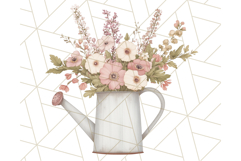 Watering Can Flowers PNG, Rustic Floral Watercolor Clipart Product Image 3