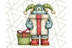 Christmas Monster Clipart, Funny Holiday Creature PNG Art Product Image 2