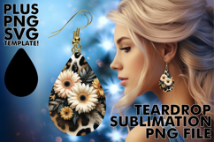 Colorful Teardrop Earrings PNG, Leopard Prints Product Image 1