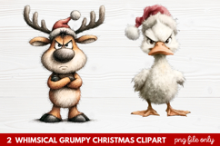 2 Whimsical Grumpy Christmas Clipart | Funny Grumpy Holiday Product Image 1