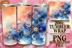 Blissful whispers 20oz tumbler wrap, Watercolor Pattern Product Image 1