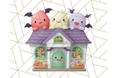 Kawaii Halloween Clipart Cute Kids and Candy Elements Png Product Image 2