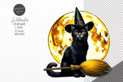 Halloween clipart, Witch cat clipart, Autumn clipart, Cat Product Image 1
