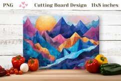 Colorful Mountains Cutting Board, Sun Cutting Board PNG Product Image 1