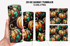 Pumpkin Skinny Tumbler 20oz Wrap Design, Halloween Tumbler Product Image 1
