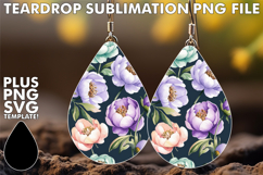 VIBRANT TEARDROP EARRINGS PNG, Flower Pattern Product Image 1