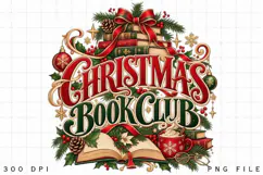 Christmas Book Club Vintage Stack of Books PNG - Cozy Product Image 2