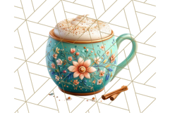 Pastel Coffee Mug Clipart PNG, Latte Iced Coffee Tea Cups Product Image 2
