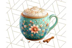 Pastel Coffee Mug Clipart PNG, Latte Iced Coffee Tea Cups Product Image 2