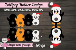 Penguin in Santa hat lollipop Holder svg, papercut template Product Image 4