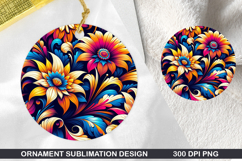 Flowers Stained Glass Ornament PNG, Digital Download File Product Image 1