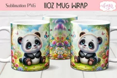 Cute baby panda bear mug wrap PNG for sublimation Product Image 1