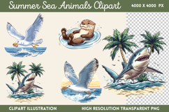 Summer Sea Animals Clipart PNG Product Image 1