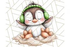 Christmas Penguins The Beach Clipart PNG, Tropical Holiday Product Image 2