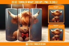 3D Highland Cow Tumbler Designs, Sublimation Wrap Product Image 1