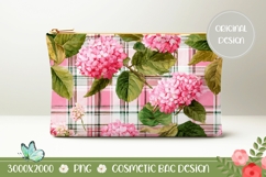 Pink Hydrangea Cosmetic Bag Design, Floral Cosmetic Bag Product Image 1