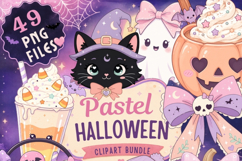 Pastel Halloween Clipart Bundle | Cute Kawaii Halloween PNG Product Image 1