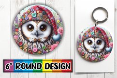 Radiant Owl 3D Sublimation Design: Cheerful Art Round Product Image 1
