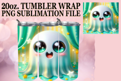 Vibrant Mornings 20oz tumbler wrap, 3D Cute Ghost Product Image 1