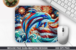 Dolphins Mouse Pad Sublimation, 4th Of July Mouse Pad PNG Product Image 1
