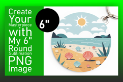 Chic Keychain Circle PNG Sublimation , Summer Beach Product Image 1