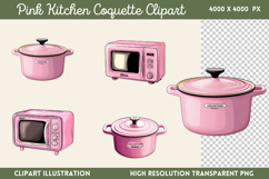 Pink Kitchen Coquette Kitchen Clipart PNG, Product Image 1