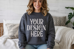 Dark Heather Gildan 18000 Sweatshirt Model Mockups Product Image 1
