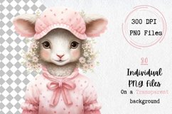Watercolor baby pink Whimsical Floral Lambs Clipart Product Image 5