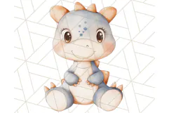 Cute Pastel Dinosaur Clipart PNG for Nursery Art, Baby Decor Product Image 2