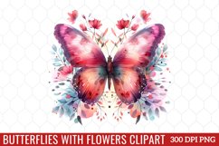 Butterflies With Flowers Clipart Product Image 1