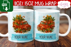 Custom Christmas mug wrap PNG, Christmas truck mug PNG Product Image 2