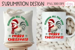 Merry Christmas sublimation PNG, Christmas rooster PNG Product Image 4