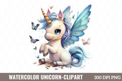 Watercolor Unicorn Clipart, Watercolor Clipart Product Image 1