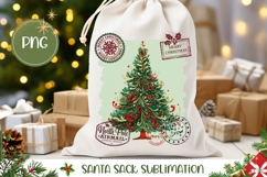 Cartoon Christmas Tree Santa Sack PNG, Retro Christmas PNG Product Image 1