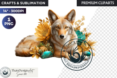 Floral Wolf Fantasy clipart, Botanical Wildlife Graphics PNG Product Image 1