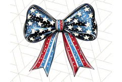 Coquette 4th of July Png, Patriotic Hearts and Bows Clipart Product Image 2