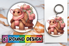 Unique Round Keychain Sublimation PNG, Turtle Product Image 1
