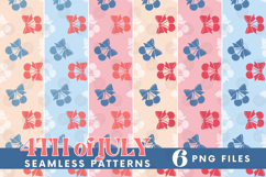 America 4th July Coquette Cherry Bow Seamless Pattern Bundle Product Image 1